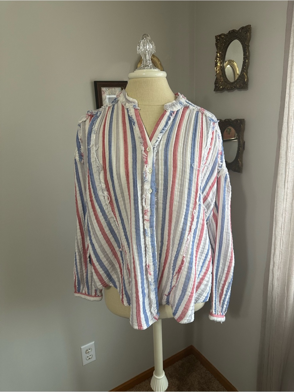 We The Free Striped Valley Double Cloth Striped Button Down - Picture 2 of 7